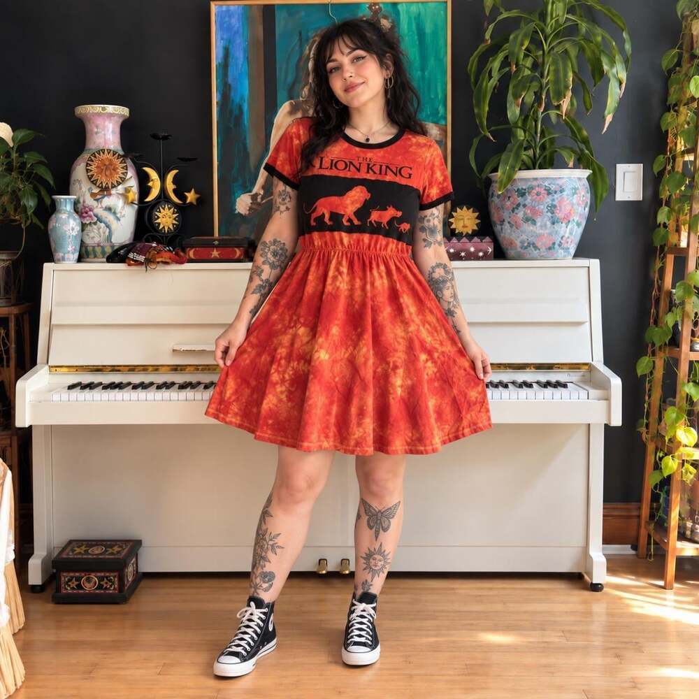 Her Universe Women's Black and Orange Casual-dresses